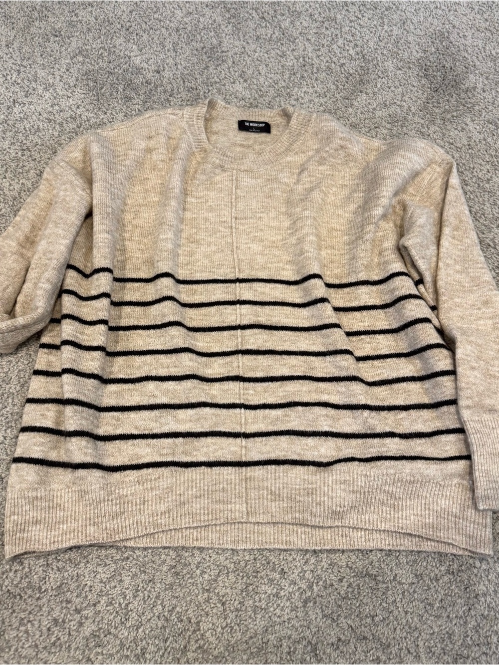 Women’s Beige Striped Crewneck Sweater by The Workshop